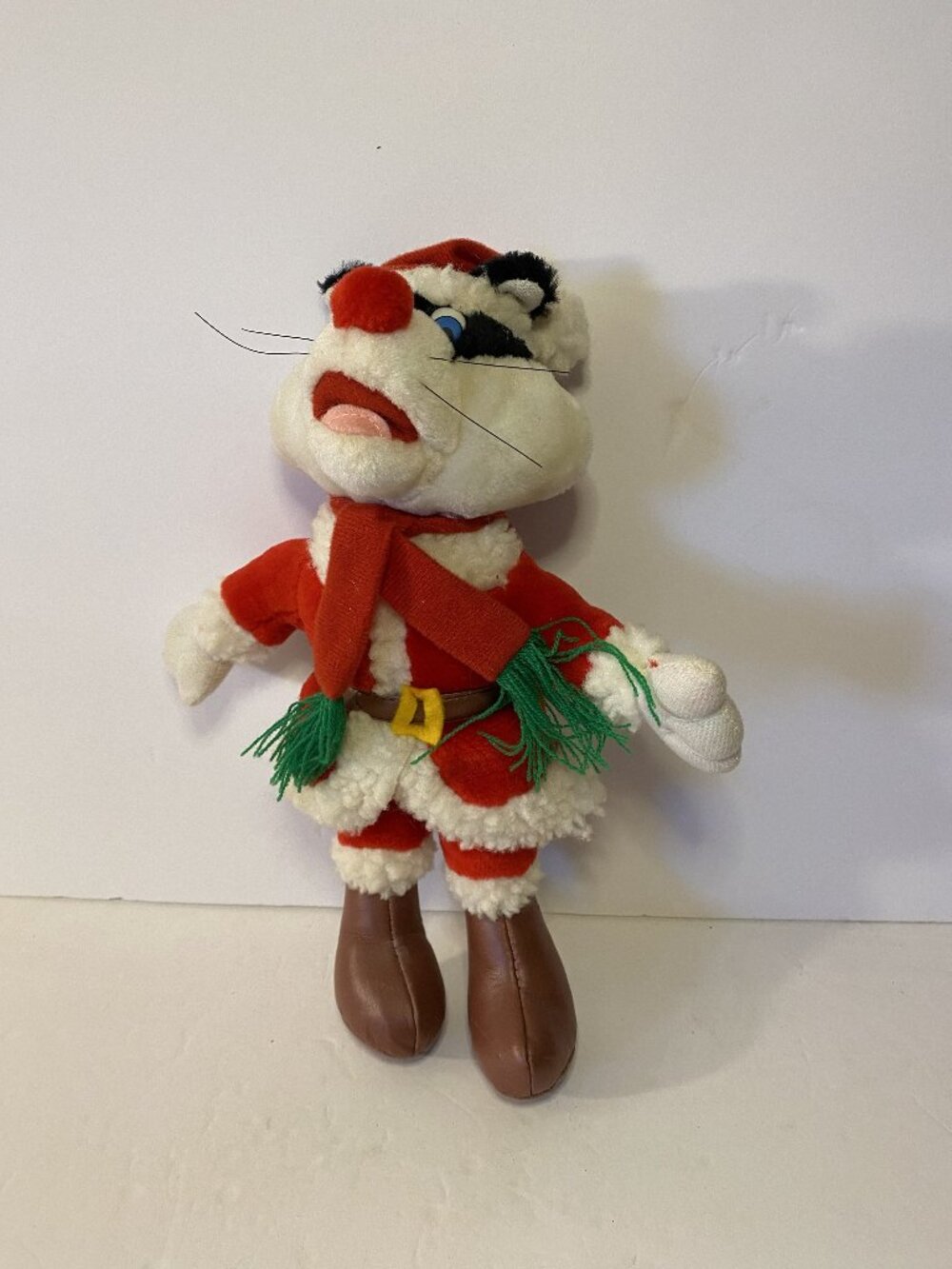Plush Cat in Santa Suit